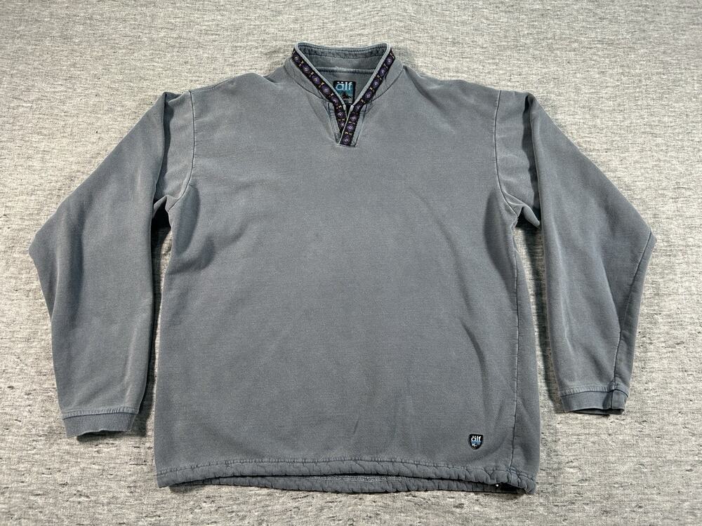 Vintage Alf Kuhl Sweatshirt Adult Medium Grey Cotton Pullover Drawcord Outerwear